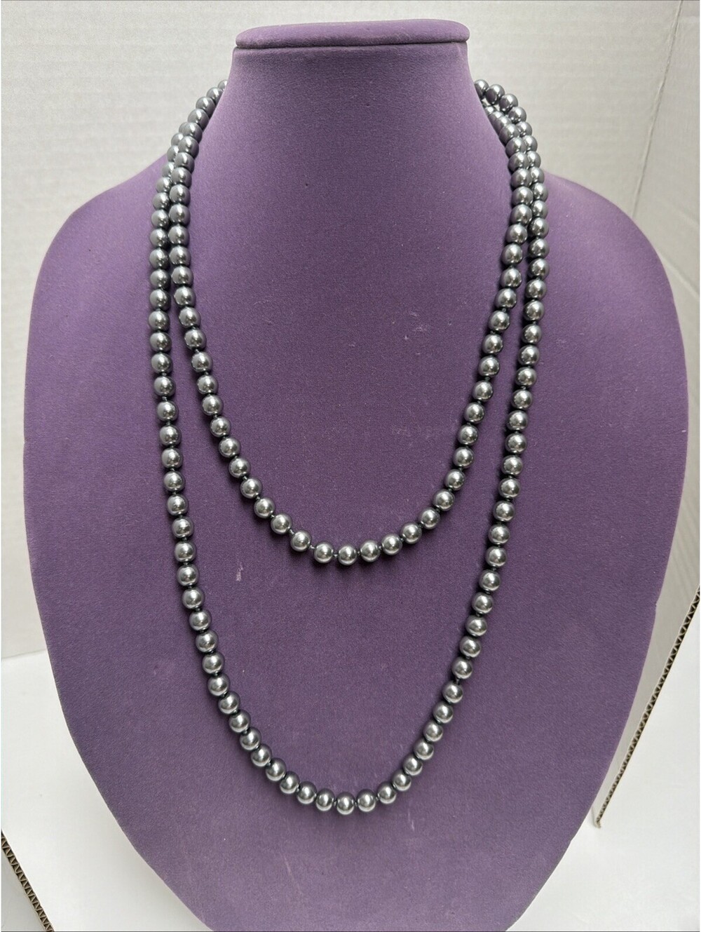 VTG Gray Metallic 53” Long Continuous Strand Uniform .25 Beads High Luster